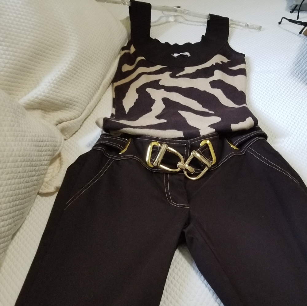 CASHE brown and cream tank